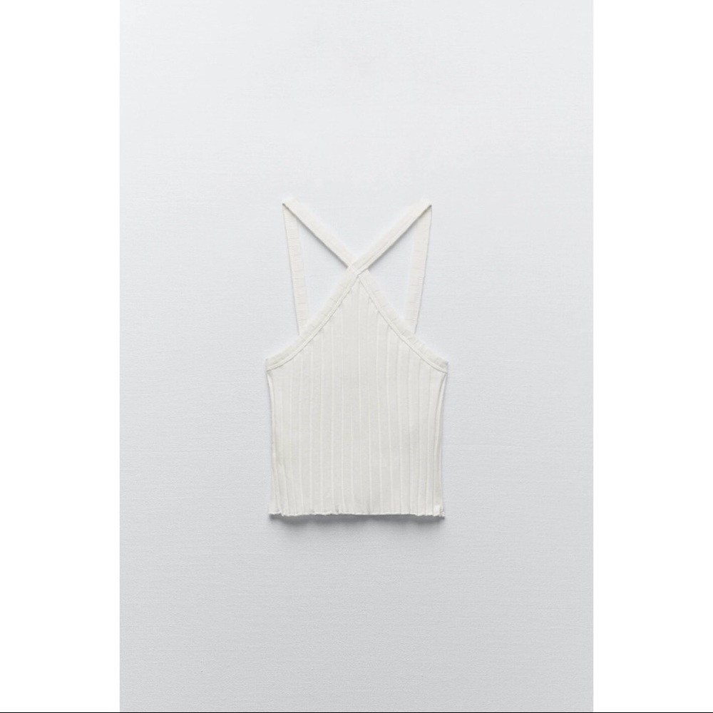 Zara - Ribbed Halter Top (black & white) - Picture 3 of 4